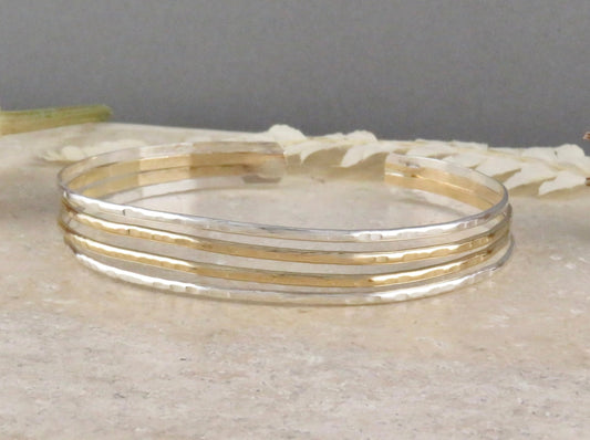 Mixed Metal Four Strand Cuff Bracelet