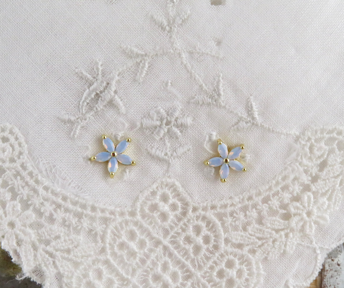 Opalescent Flower Post Earrings