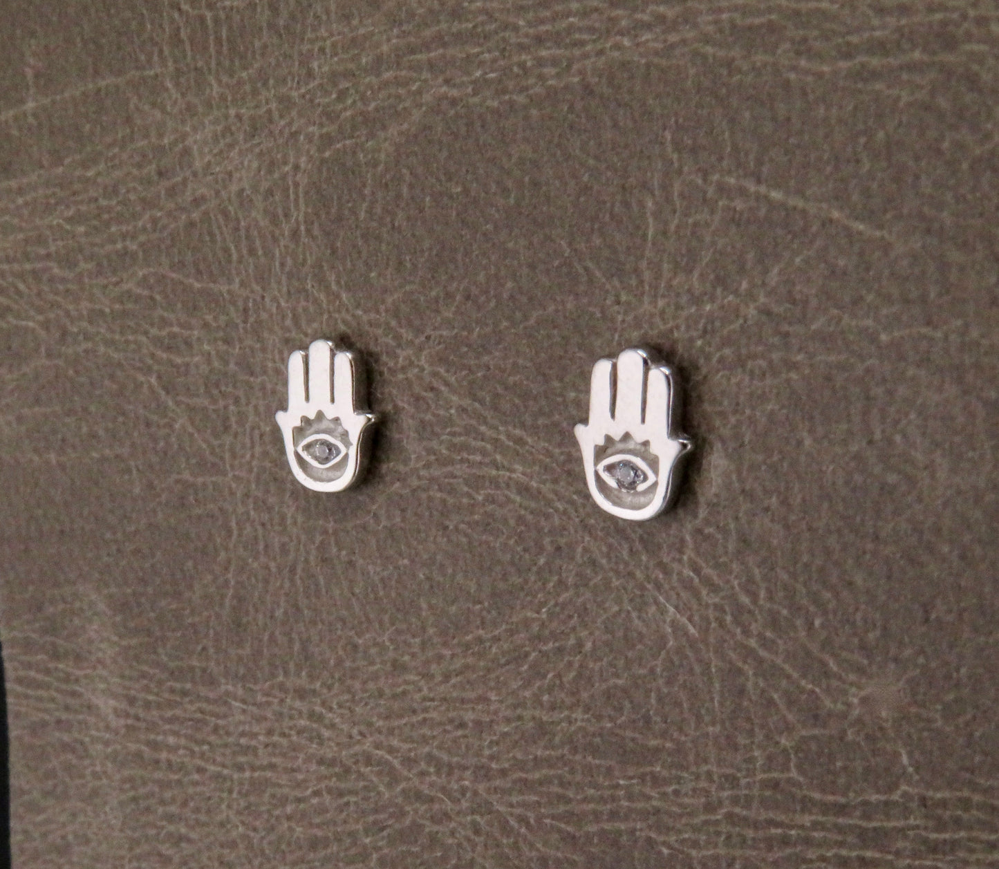 Mini Hamsa Post Earrings - Silver