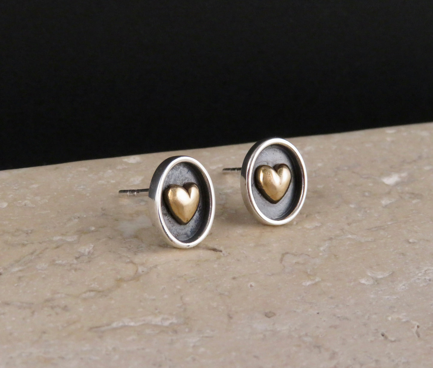 Shadow Box Heart Post Earrings