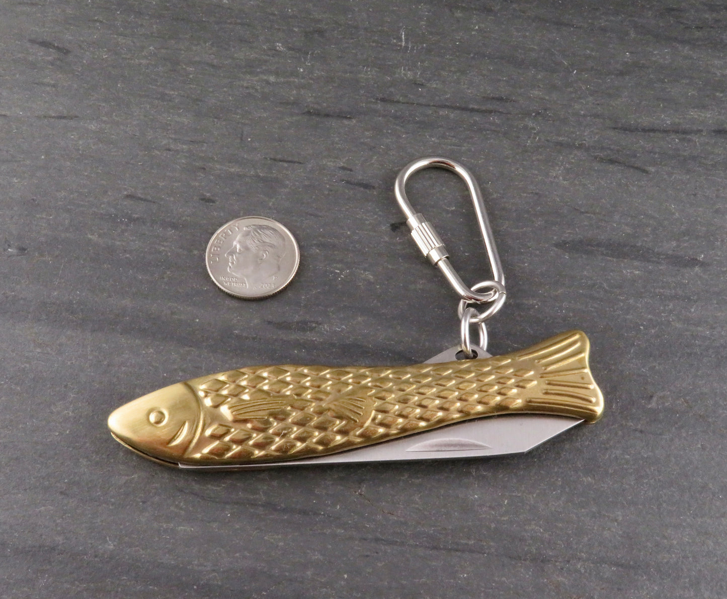 Brass Fish Pocketknife Keyring