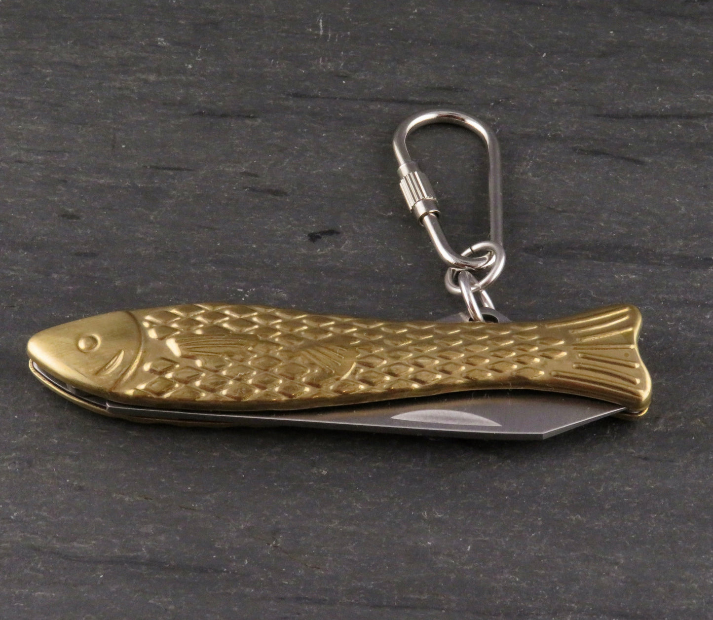 Brass Fish Pocketknife Keyring