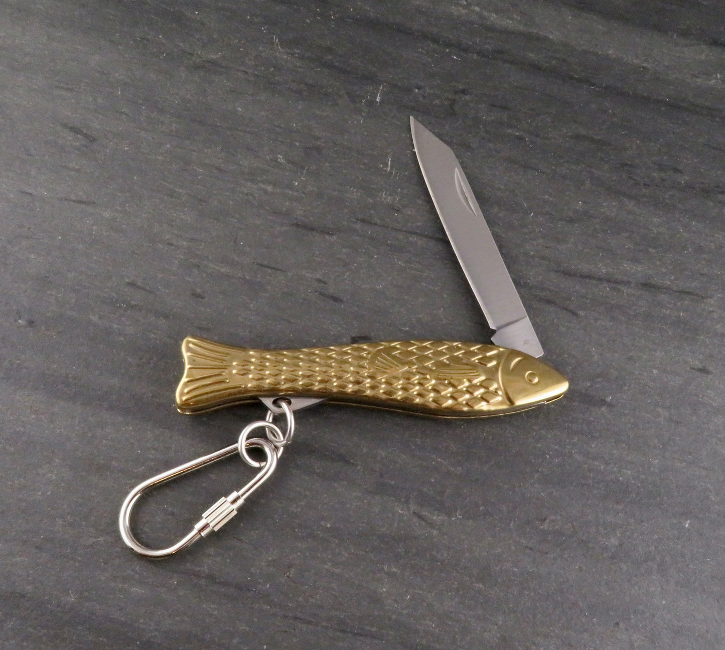 Brass Fish Pocketknife Keyring