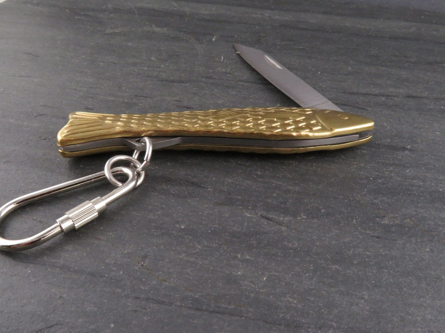 Brass Fish Pocketknife Keyring