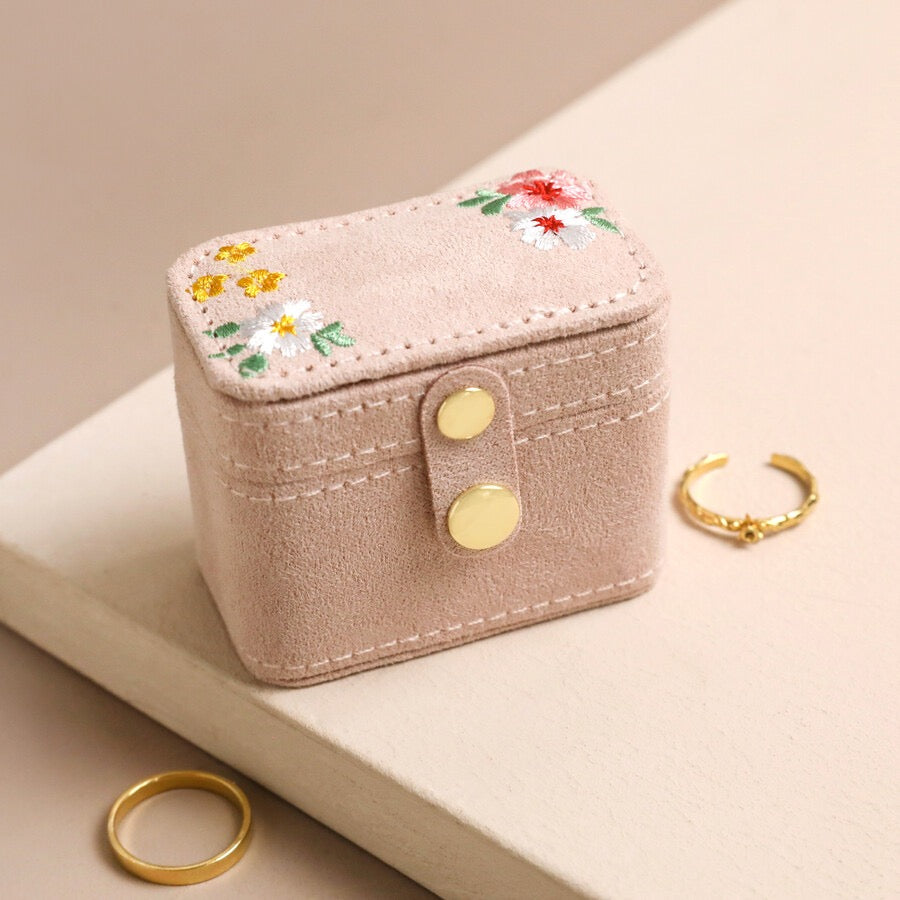 Embroidered Mini Travel Jewelry Case