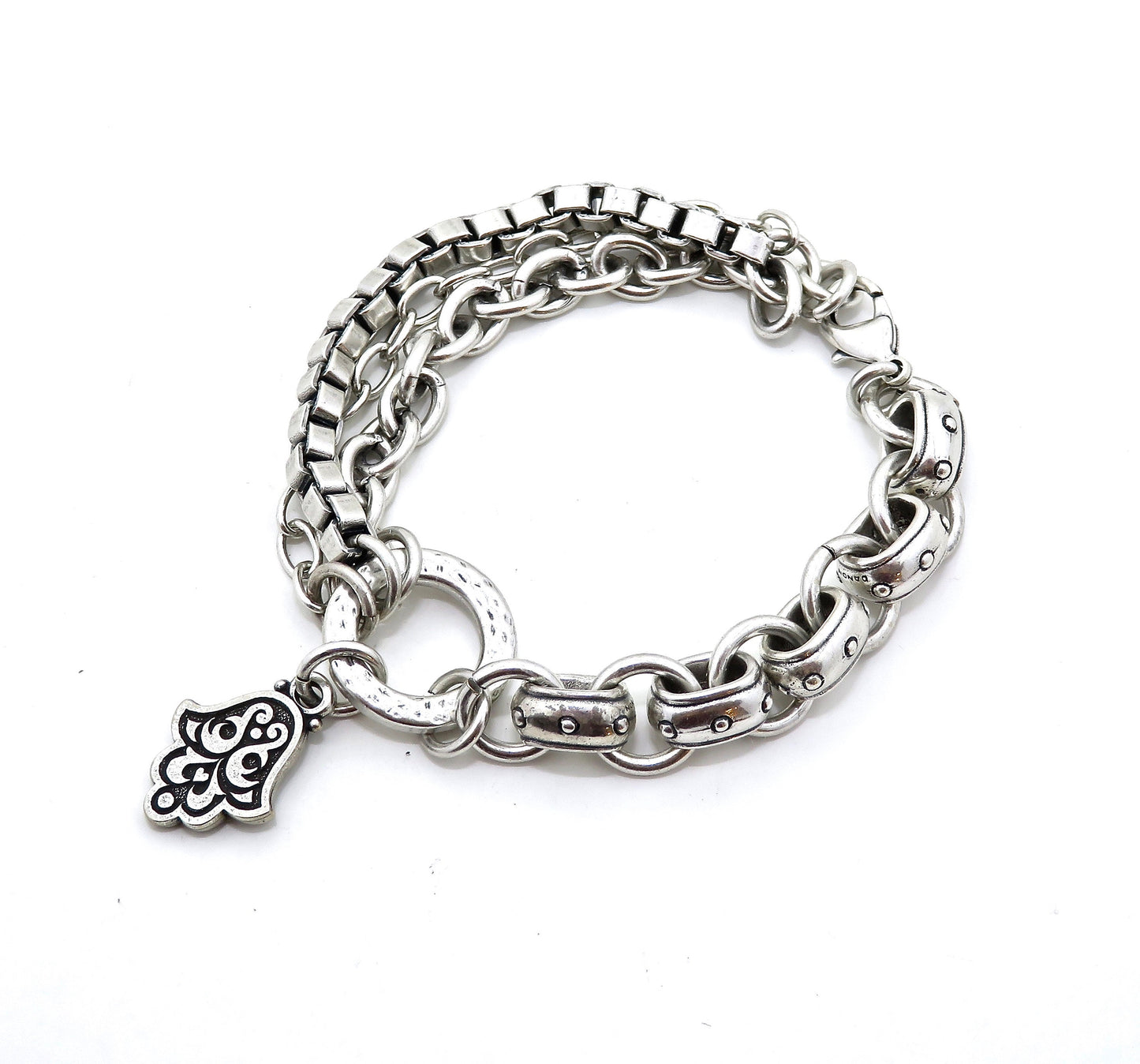 Hammered Chunky Silver Bracelet | Silver Multi Chain Bracelet | Chunky Silver Links Bracelet | Chunky Silver Bracelet