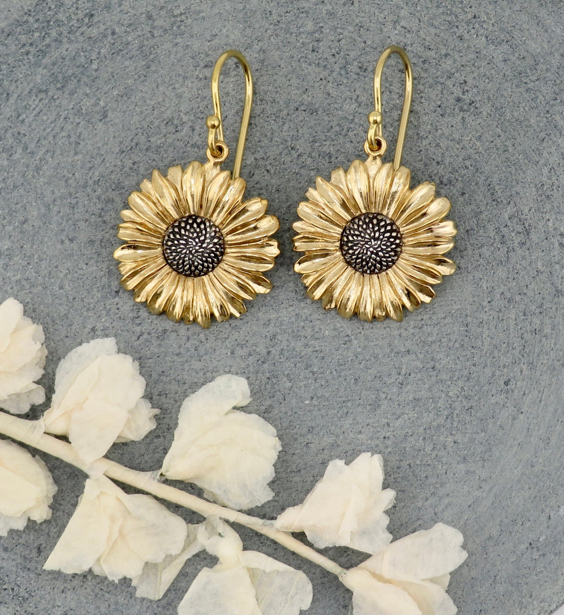 Two Tone Daisy Earrings | Gold Silver Flower Earrings | Mixed Metal Earrings | Bronze Daisy Earrings | Gold Daisy Earrings | Floral Earrings