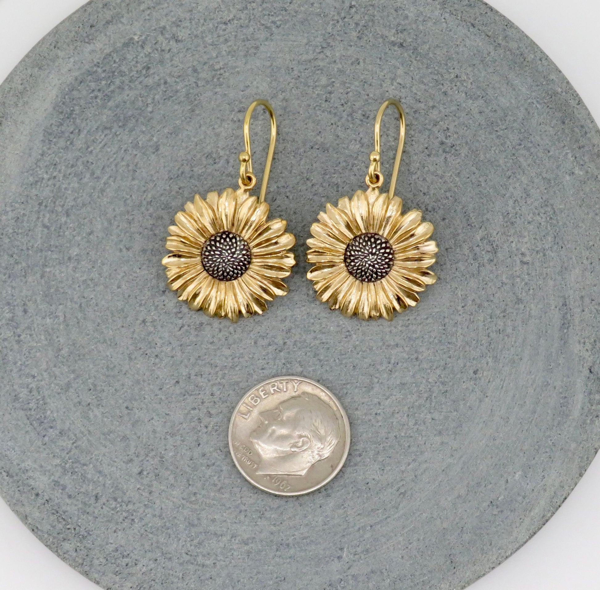 Two Tone Daisy Earrings | Gold Silver Flower Earrings | Mixed Metal Earrings | Bronze Daisy Earrings | Gold Daisy Earrings | Floral Earrings