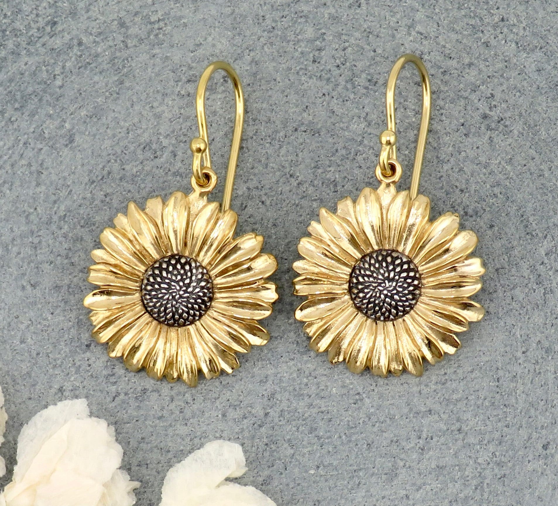 Two Tone Daisy Earrings | Gold Silver Flower Earrings | Mixed Metal Earrings | Bronze Daisy Earrings | Gold Daisy Earrings | Floral Earrings