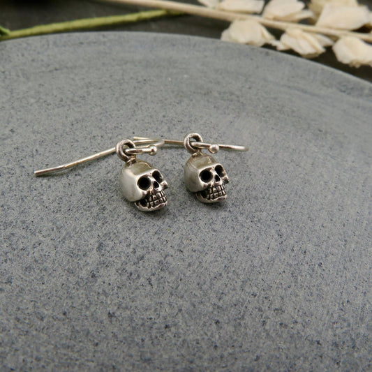 Small Skull Earrings | Sterling Skull Earrings | Silver Mini Skull Earrings | Tiny Skull Earrings | 3D Skull Earrings | Little Skull Earring