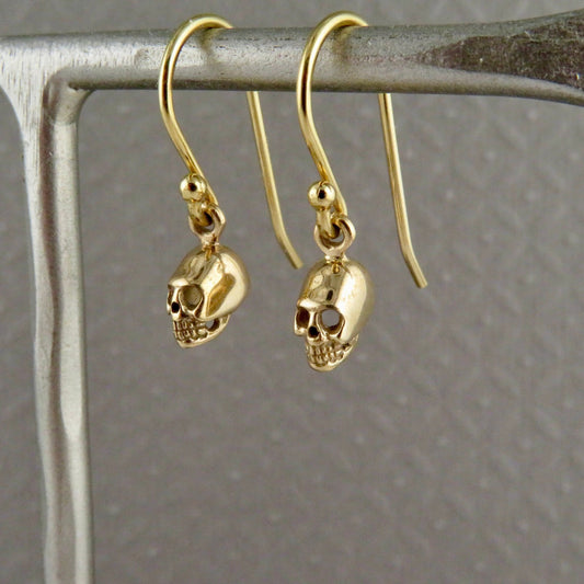 Small Skull Earrings | Gold Skull Earrings | Mini Gold Skull Earrings | Tiny Bronze Skull Earrings | 3D Skull Earring | Bronze Skull Earring