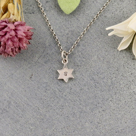 Jewish Star Necklace, Judaic Necklace, Bat Mitzvah Gift, Magen David Necklace, Star David Necklace, Spiritual Gift, Diamond Star Necklace