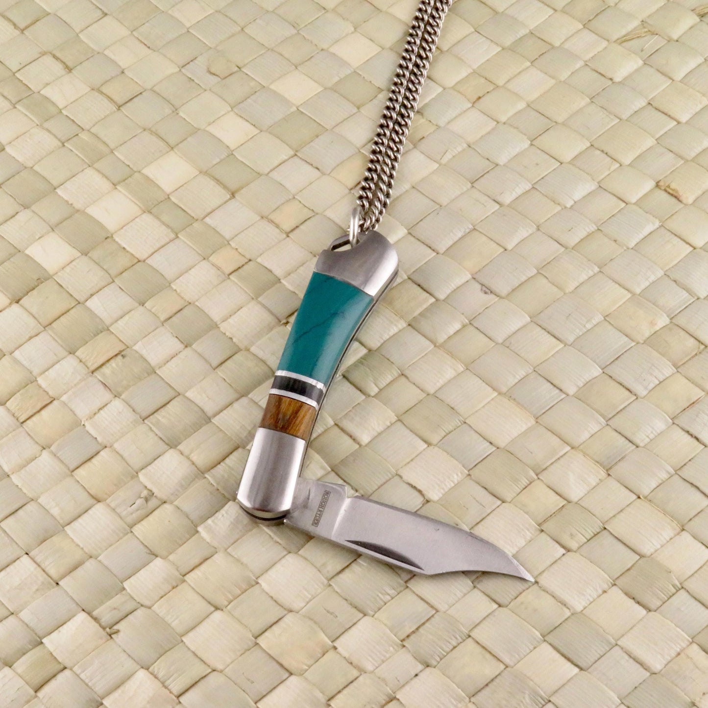 Pocketknife Necklace | Mini Knife Necklace | Turquoise Pocketknife Pendant | Silver Knife Pendant | Unique Pocketknife Pendant | Small Knife