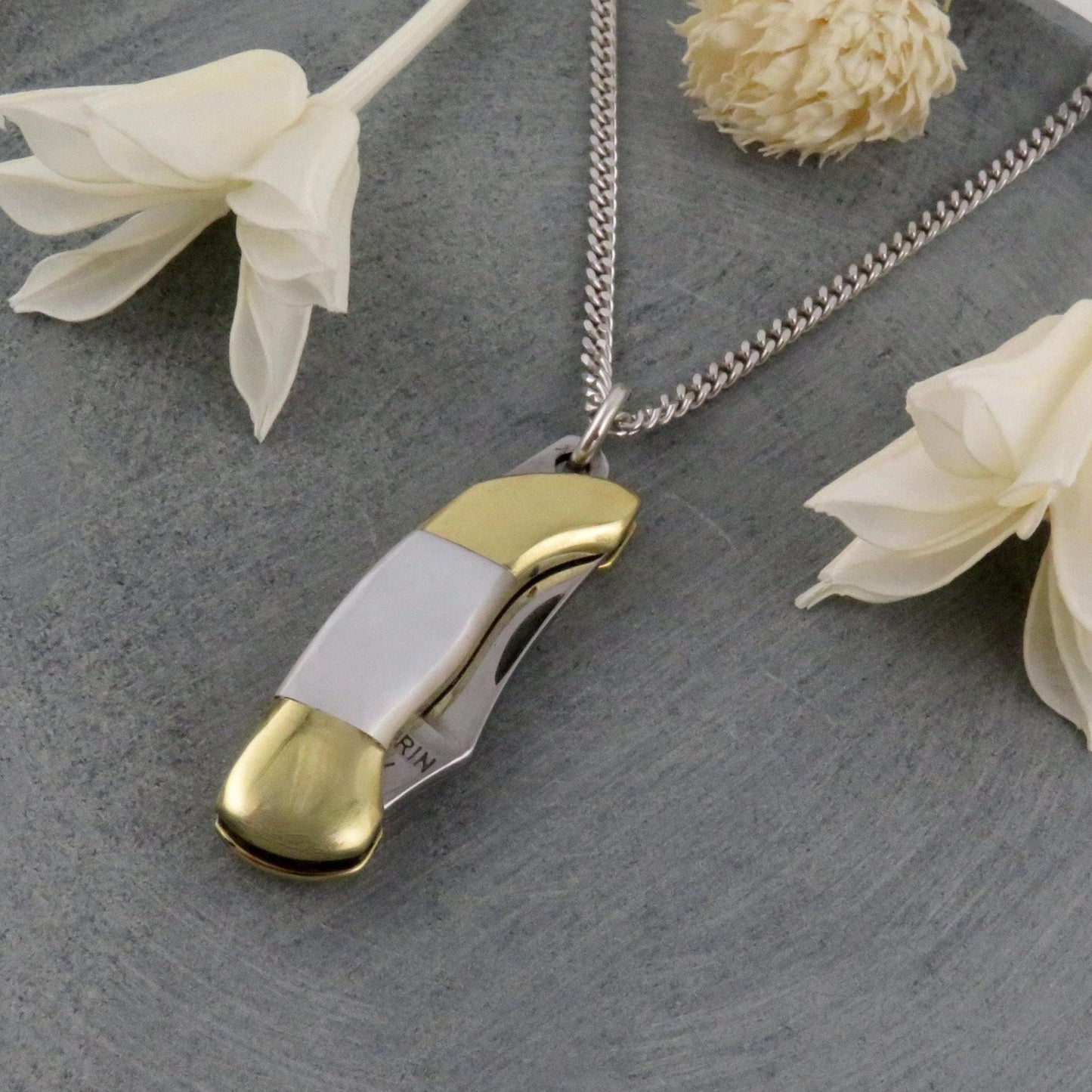 Small Pearl Knife Necklace | Mini Pocketknife Necklace | Mother Pearl Knife Pendant | Pearl Mini Knife | White Pearl Small Knife Necklace