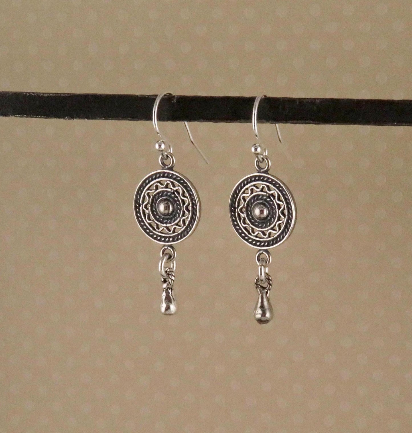 Silver Mandala Earrings | Geometric Silver Earrings | Sterling Circle Earrings | Silver Intricate Earrings | Lacy Sterling Drop Earrings