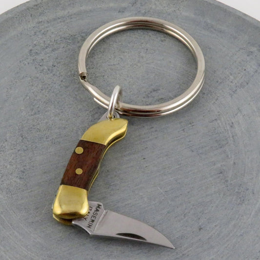 Mini Knife Keyring | Wood Pocketknife Keychain | Small Knife Keychain | Mini Knife Keychain | Wood Small Pocketknife Keyring | Knife Gift