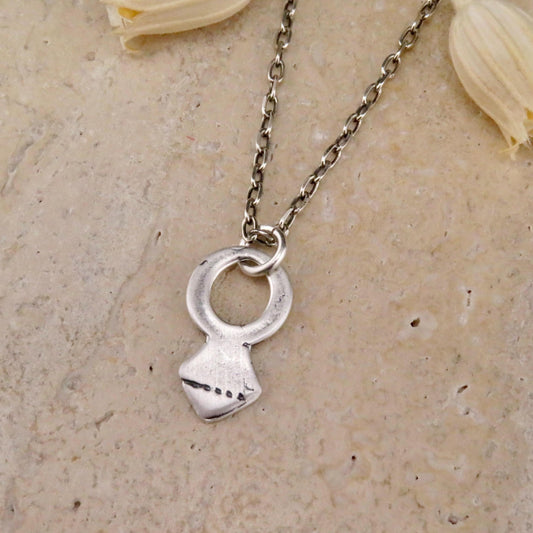 Rustic Silver Necklace | Simple Silver Necklace | Unique Geo Silver Pendant | Natural Silver Necklace | Tribal Sterling Necklace | Keyhole