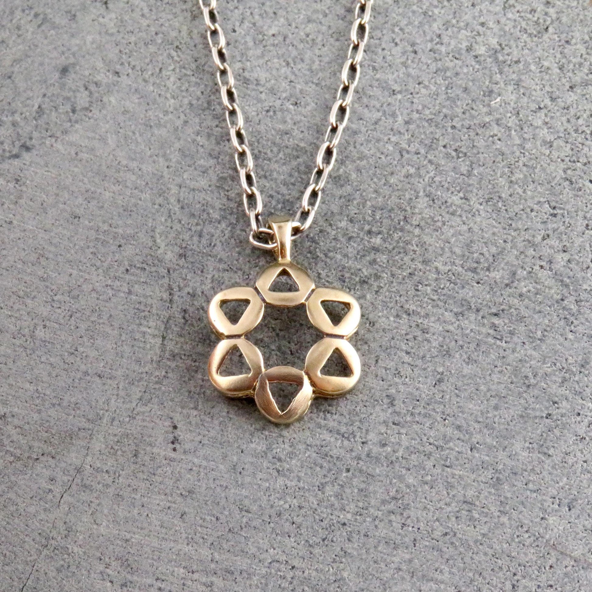 Gold Star of David Necklace | Bronze Jewish Star Necklace | Unique Star David Pendant | Bronze Magen David | Judaic Necklace | Vintage Star