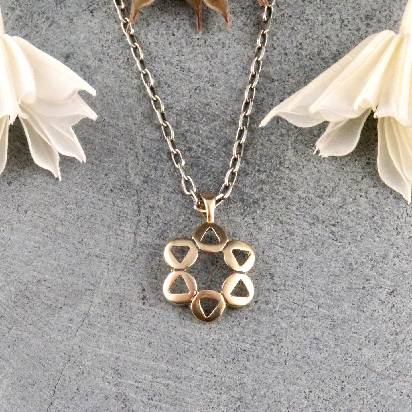 Gold Star of David Necklace | Bronze Jewish Star Necklace | Unique Star David Pendant | Bronze Magen David | Judaic Necklace | Vintage Star