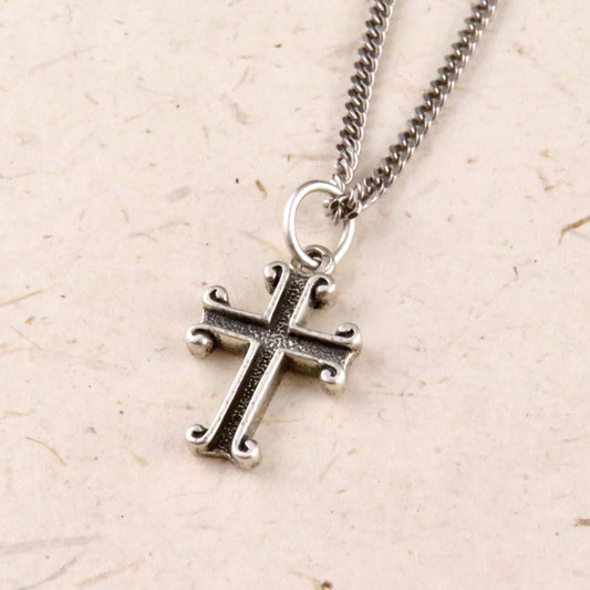 Silver Cross Necklace | Rustic Cross Necklace | Sterling Cross Pendant | Silver Unisex Cross | Unique Cross Pendant | Sterling Cross Charm