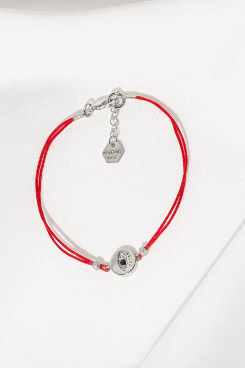 Evil Eye Cord Bracelet - Silver