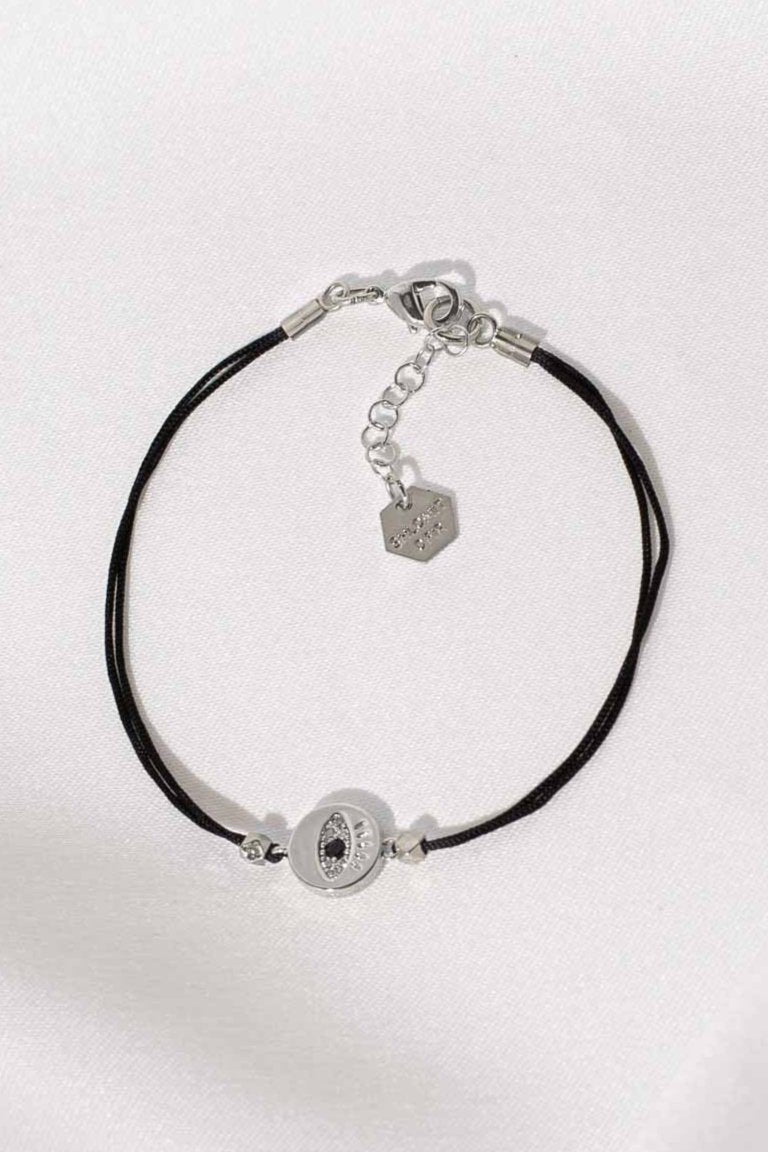 Evil Eye Cord Bracelet - Silver