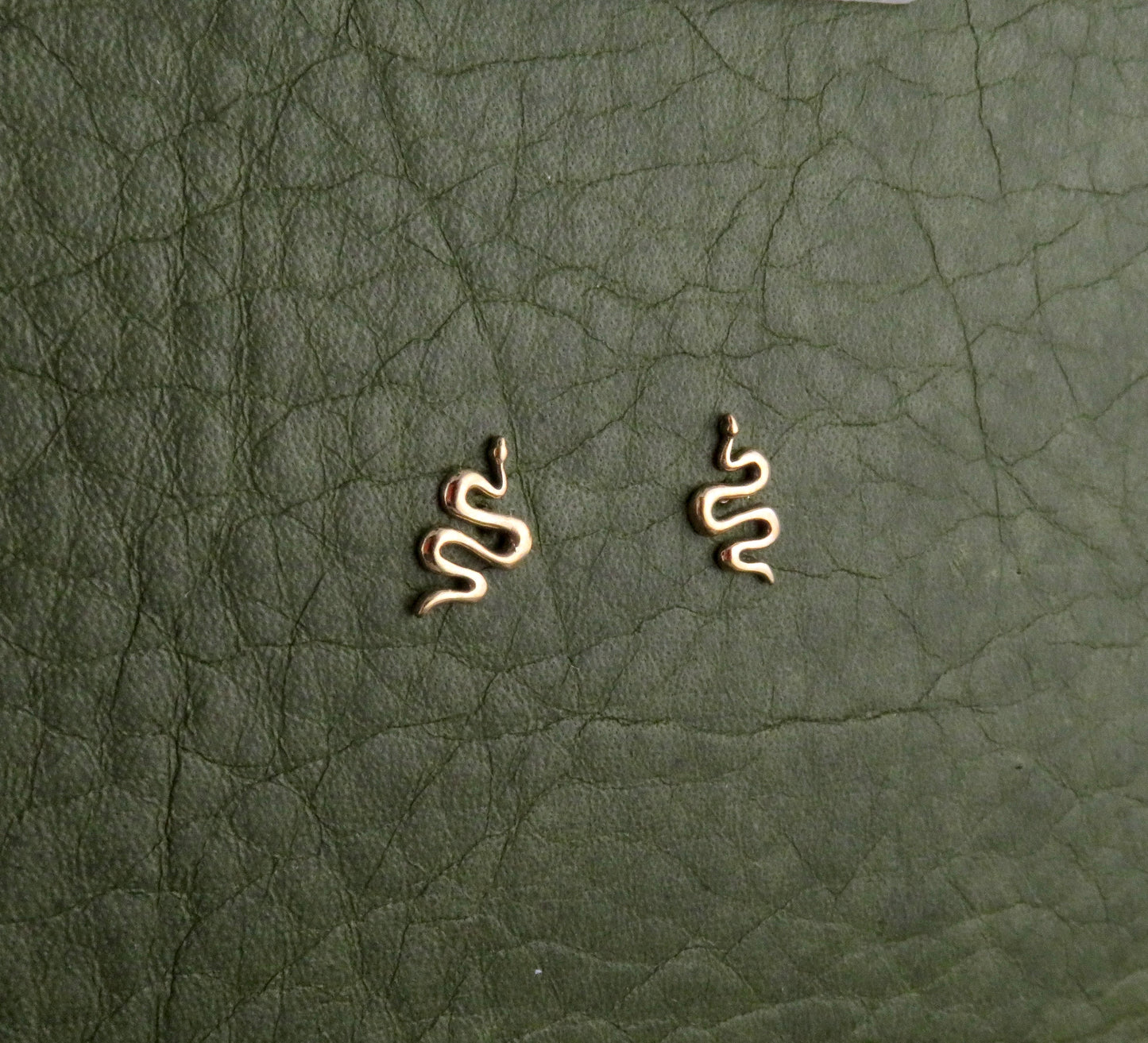 Snake Post Earrings - Bronze