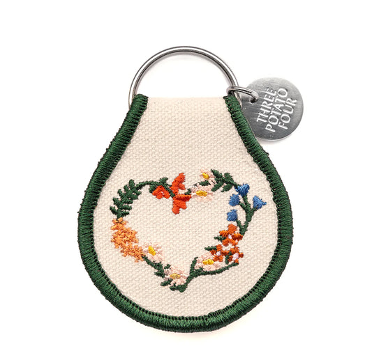 Patch Keychain - Floral Wreath Heart